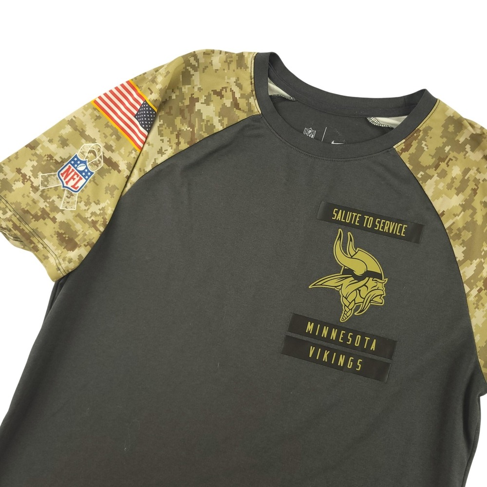 Nike Dri Fit Shirt Minnesota Vikings Mens M Gray NFL Football Salute To Service